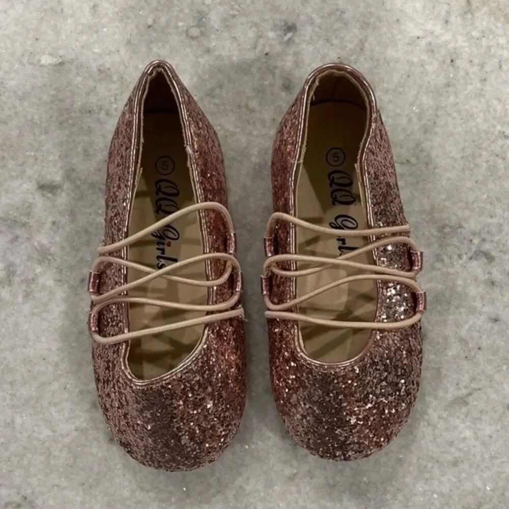 QQ Girls Gold Sparkly Shoes Baby 5
